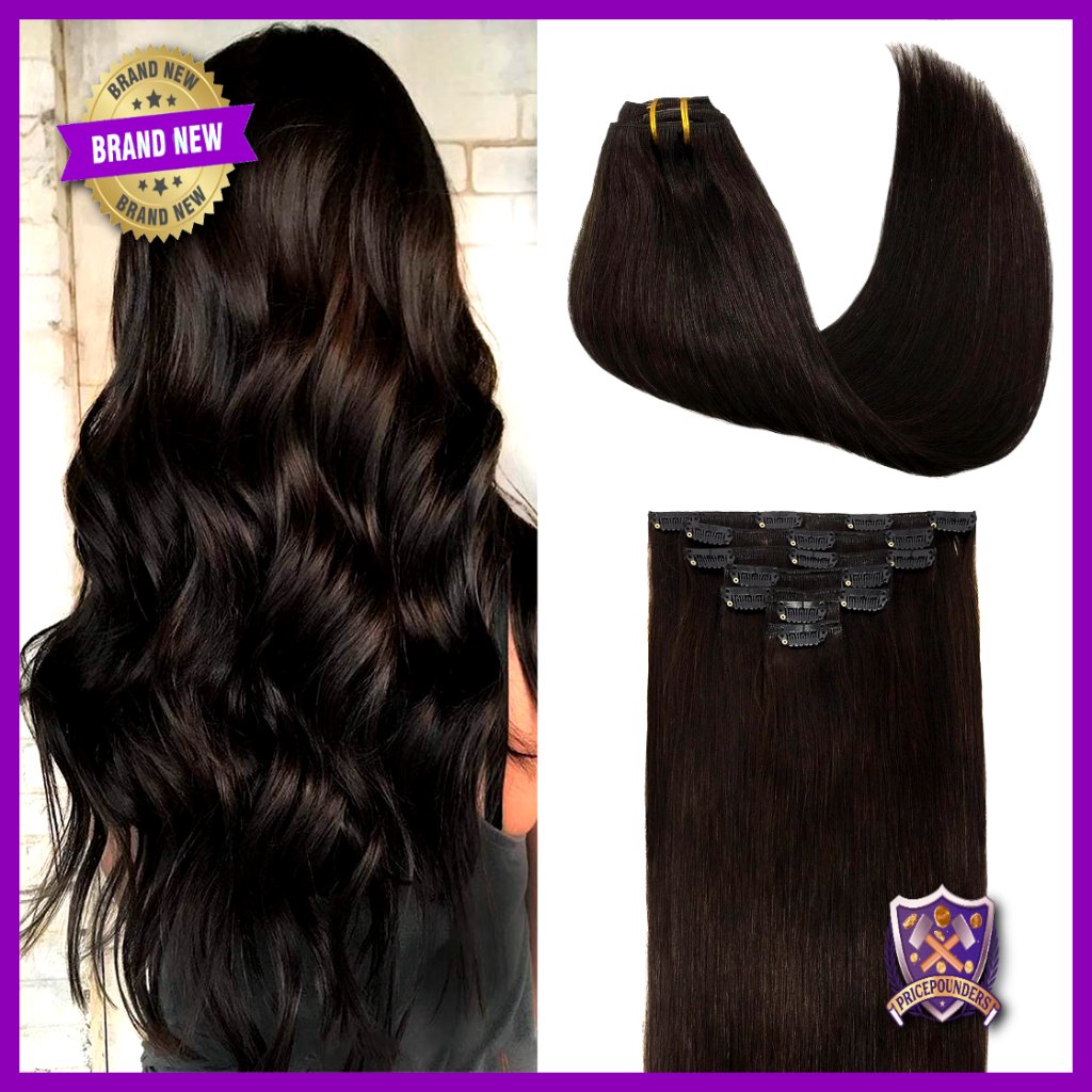 18 Inch Clip-In Human Hair Extensions 120g 7 Pieces Smooth Heat Stylable